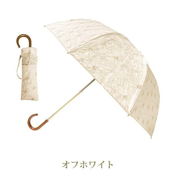フラワー刺繍2段折りたたみ傘の画像１
