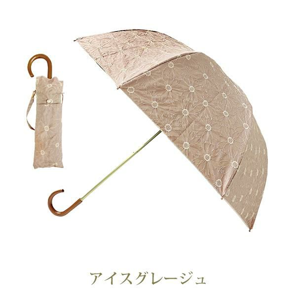 フラワー刺繍2段折りたたみ傘の画像２