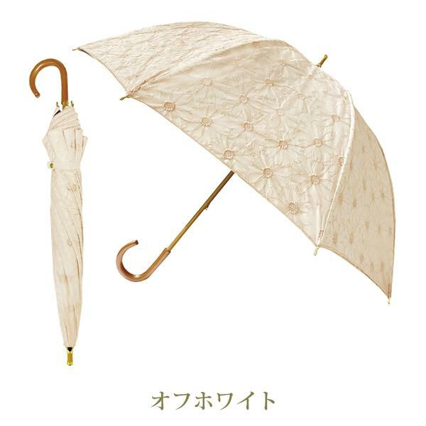 フラワー刺繍長傘の画像１