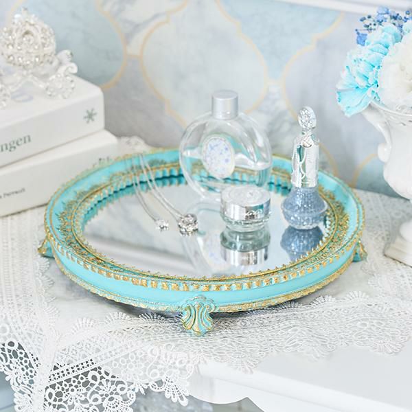 ガラスミラートレー(ブルー)