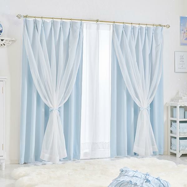 フェアリーリボン遮光カーテン/ブルー