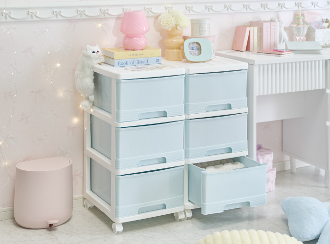 ブルーインテリアにおすすめの収納ケース(ブルーホワイト)の画像1