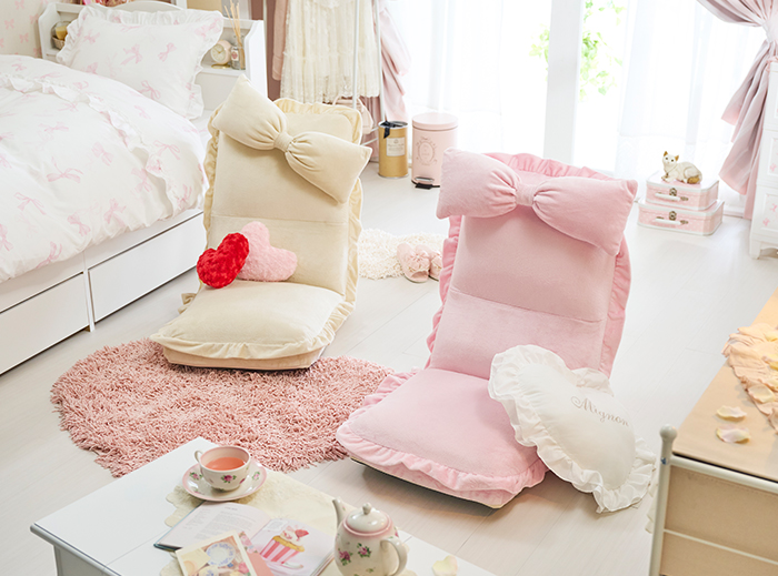 直送】リボン＆フリルのフロアチェアー｜かわいいお姫様インテリア家具 