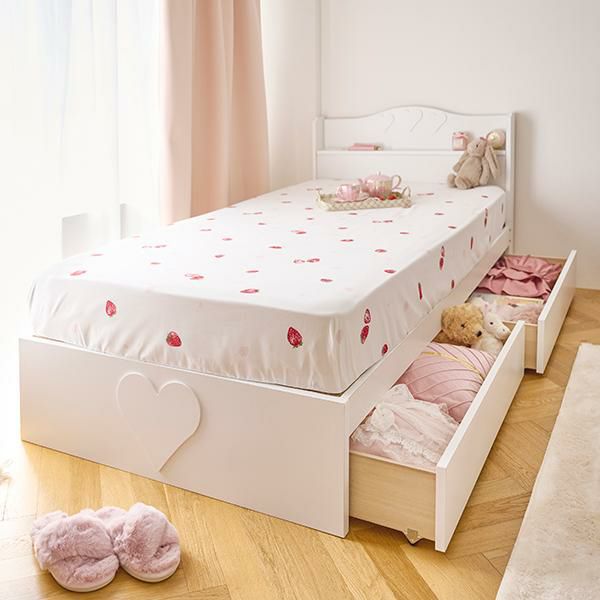 ハートプリンセス収納ベッド　ポケットコイルマットレス付（シングル）の画像
