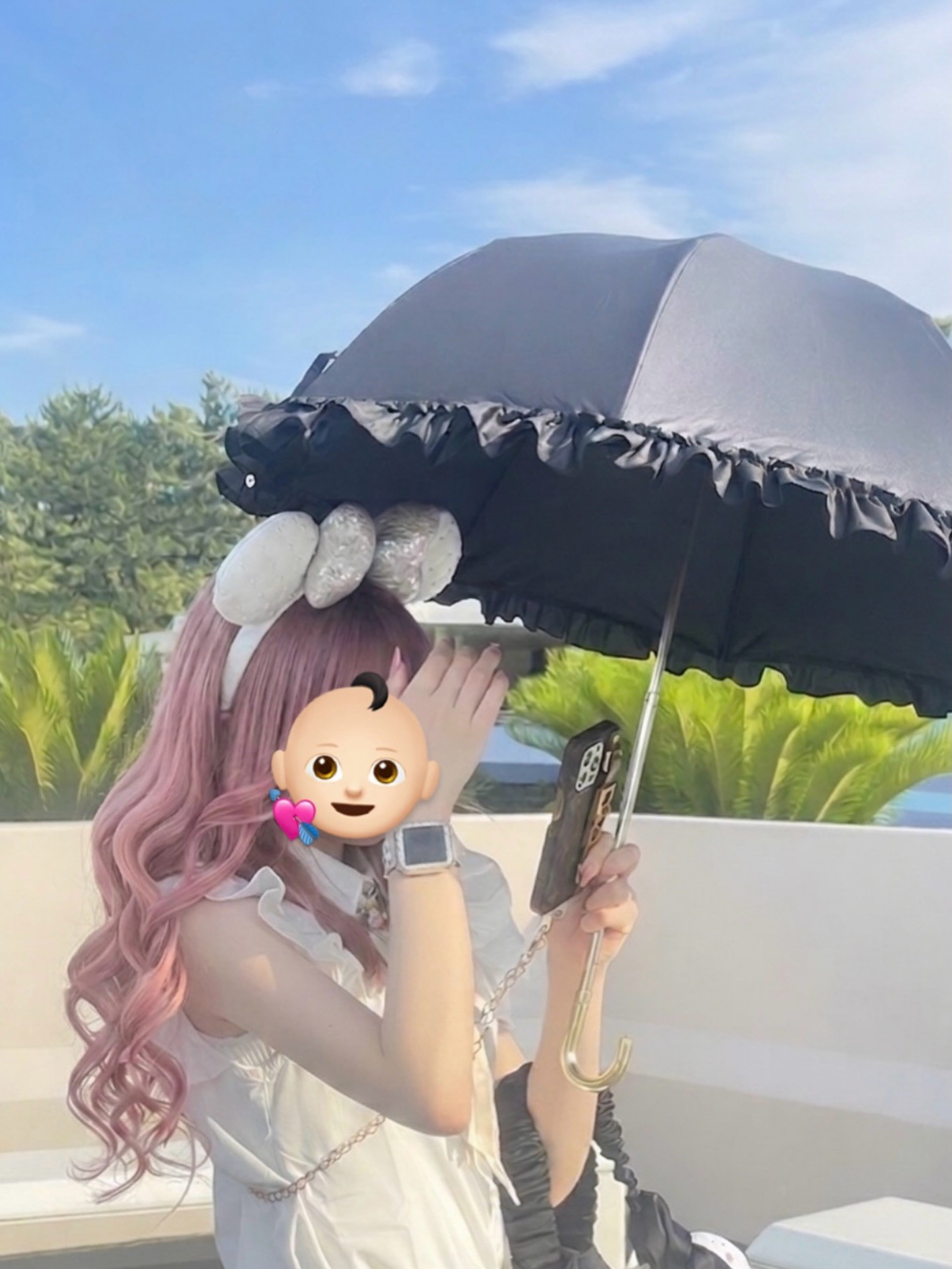 _mignon._.nailさんのブラックの日傘の使用画像