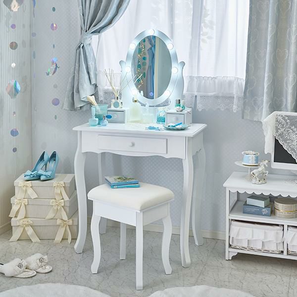 オーバルミラースリムドレッサー(ライト付き)サムネイル画像