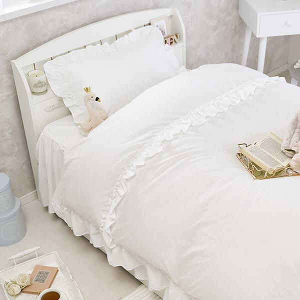フリル布団カバー3点セット(シングル・ホワイト)サムネイル画像