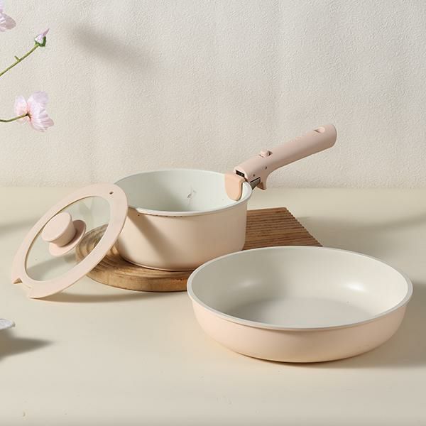 キッチンアイテム IH ワンハンドル 4点セット/COSY-ICE ピンクサムネイル画像