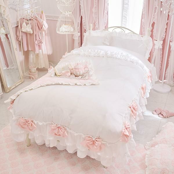 メニーリボン布団カバー3点セット(シングル・ホワイト)サムネイル画像