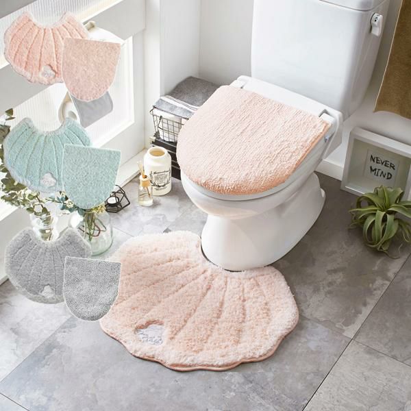 メリージェラート　トイレマット＆ふた　同色2点セット(ピンク　ミント　グレー)サムネイル画像