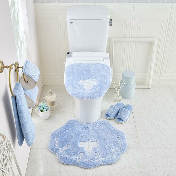 トイレマット＆兼用フタカバー2点セット/ロマンスシェルメイン画像