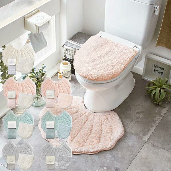 メリージェラートミルキーシェルトイレ3点セット(ふたカバー・マット・ホルダーカバー)サムネイル画像