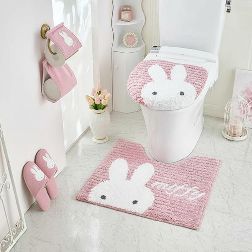 トイレタリー4点セット(兼用フタカバー・マット・ペーパーカバー・スリッパ)/プリーマミッフィー(Dick Bruna)メイン画像