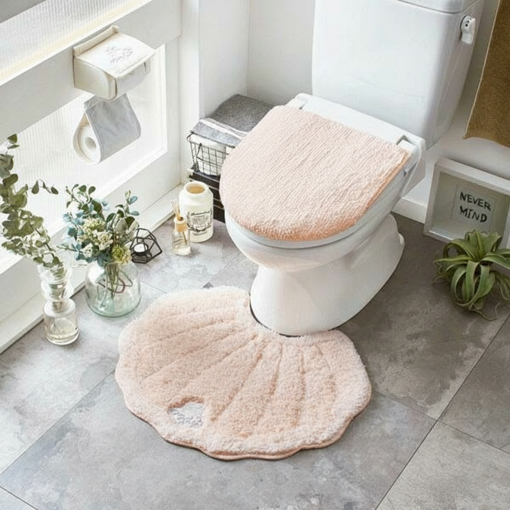 メリージェラート　トイレマット＆ふた　同色2点セット(ピンク　ミント　グレー)メイン画像