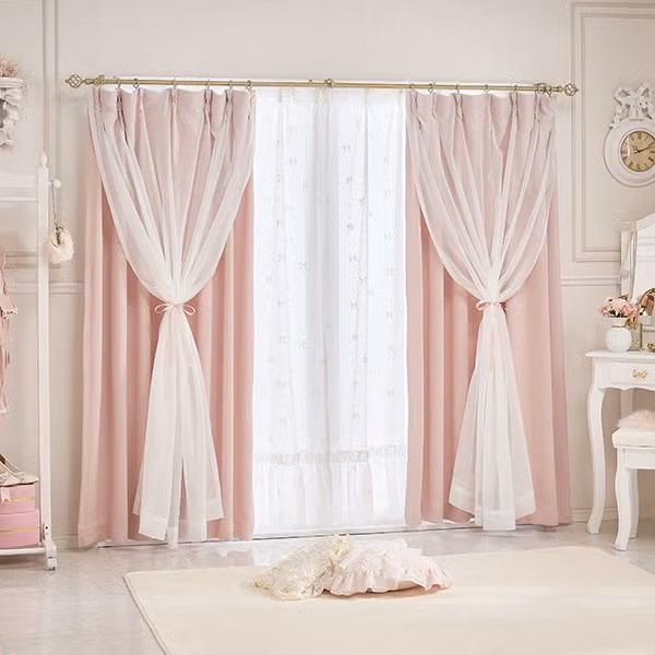 フェアリーリボン遮光カーテン(100×178)/ピンクのサムネイル画像