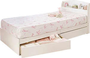 たっぷり収納ベッド(シングル・ポケットコイルマットレス付)