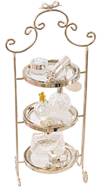 リボン小物3段トレイ(シルバー)