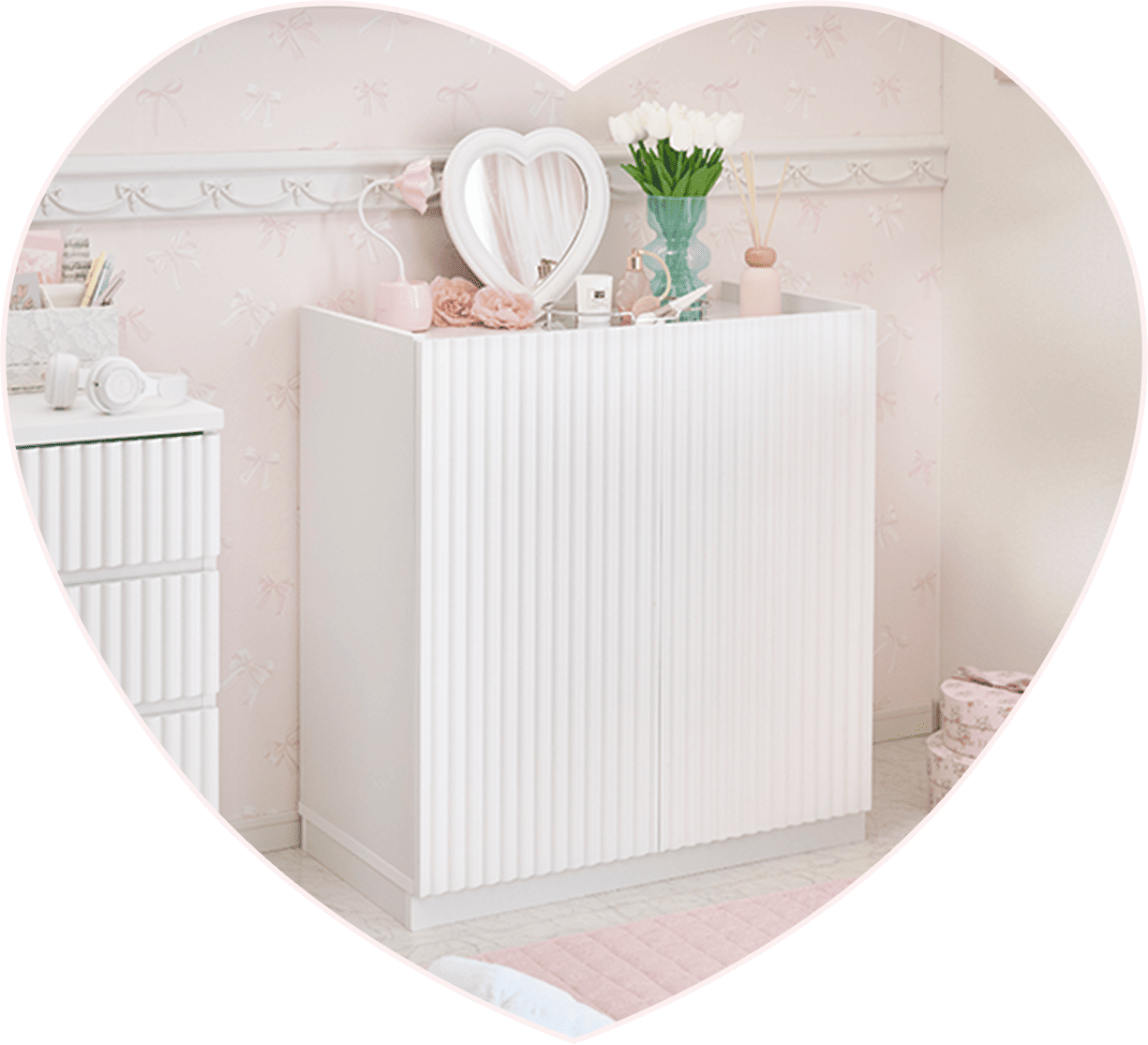 ウェイブキャビネット/マットホワイト