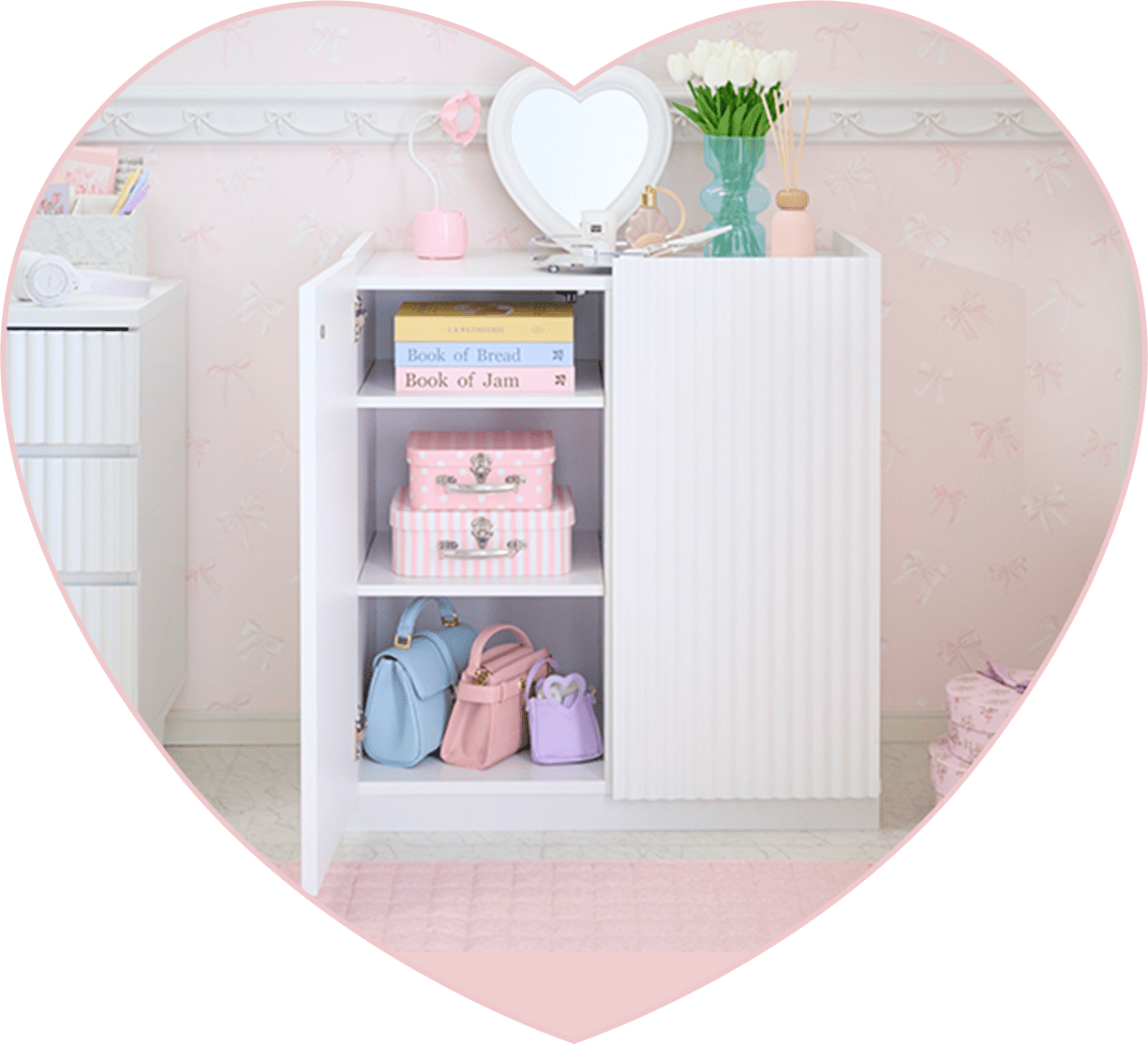 ウェイブキャビネット/マットホワイト