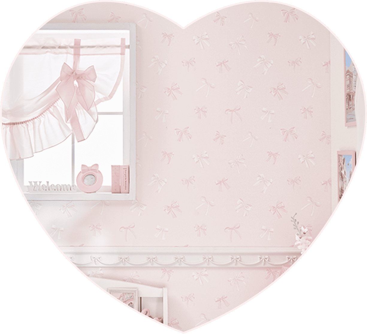 貼ってはがせる壁紙/ランダムリボン(ピンク)