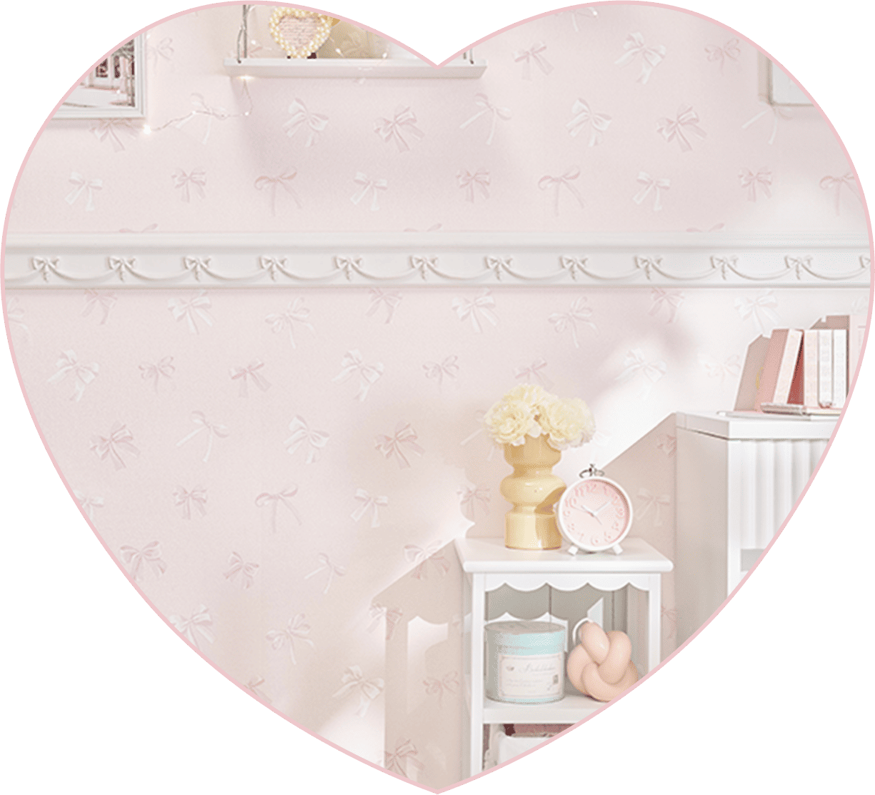 貼ってはがせる壁紙/ランダムリボン(ピンク)