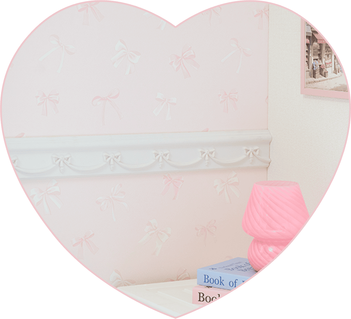 貼ってはがせる壁紙/ランダムリボン(ピンク)